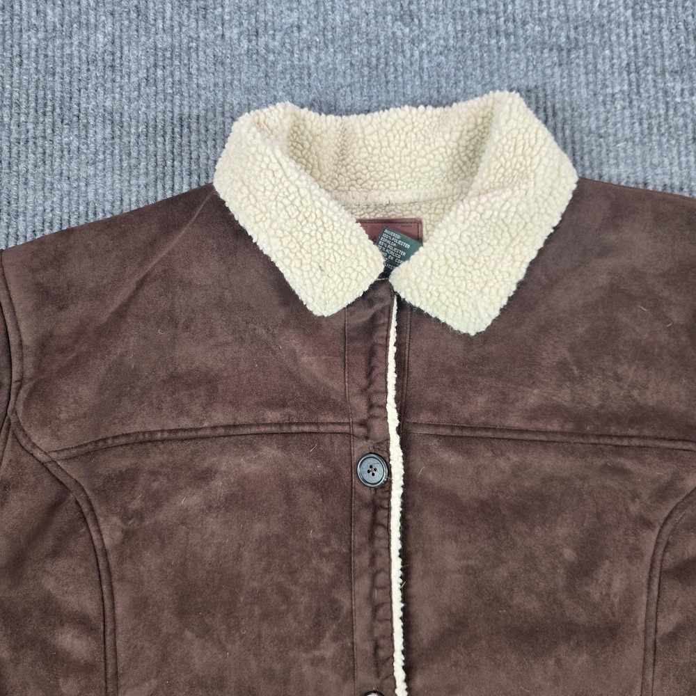 Lauren Ralph Lauren Coat Womens 3X Brown Faux Suede Sherpa Lined Button Front - Picture 11 of 15